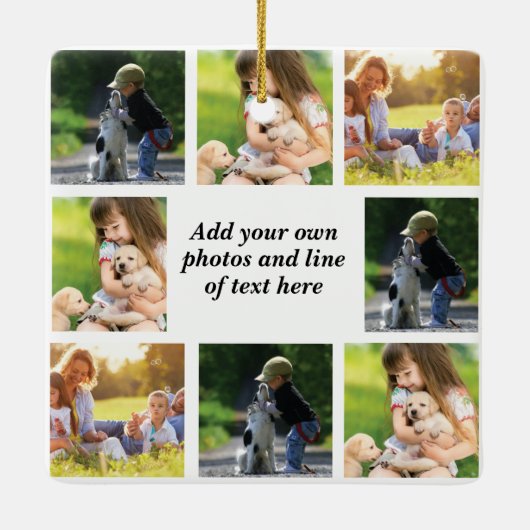 Maak uw eigen fotocollage en tekst keramisch ornament (Achterkant)