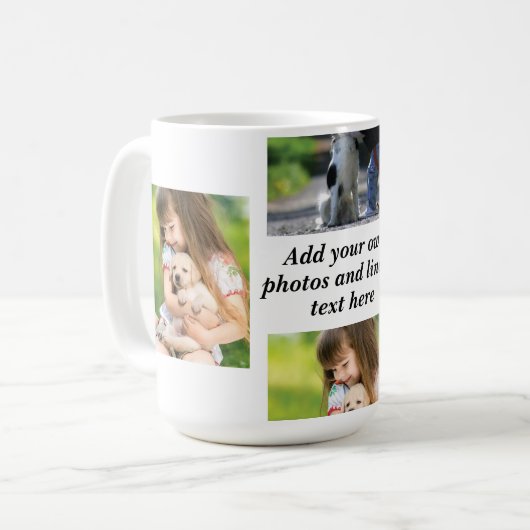 Maak uw eigen fotocollage en tekst koffiemok (Voorkant links)