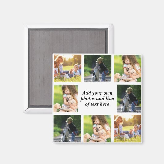 Maak uw eigen fotocollage en tekst magneet (Voorkant / Achterkant)