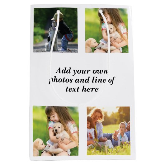 Maak uw eigen fotocollage en tekst medium cadeauzakje (Voorkant)