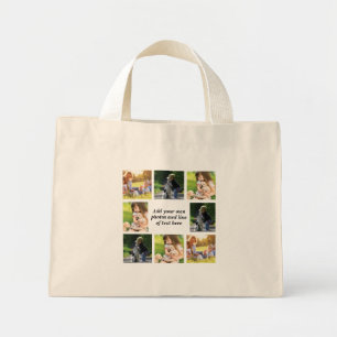 Maak uw eigen fotocollage en tekst mini tote bag