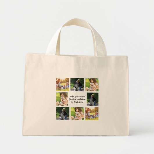 Maak uw eigen fotocollage en tekst mini tote bag (Voorkant)