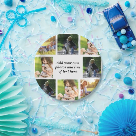 Maak uw eigen fotocollage en tekst papieren bordje (Feest)