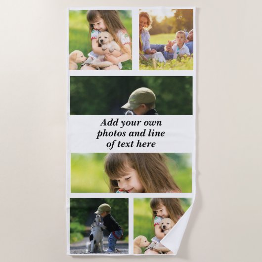 Maak uw eigen fotocollage en tekst strandlaken (Voorkant)