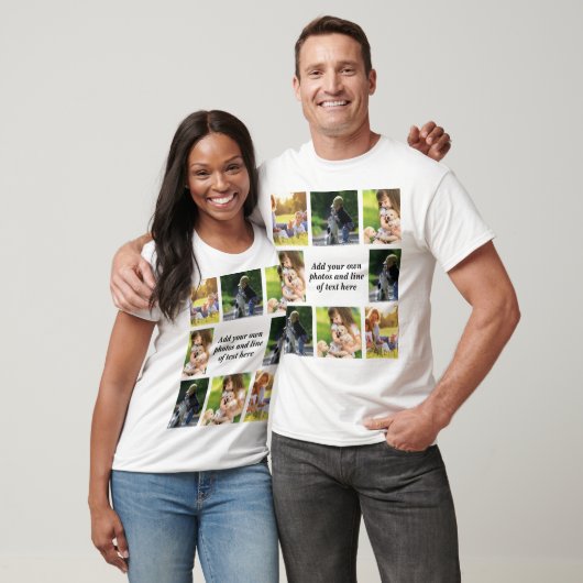Maak uw eigen fotocollage en tekst t-shirt (Unisex)