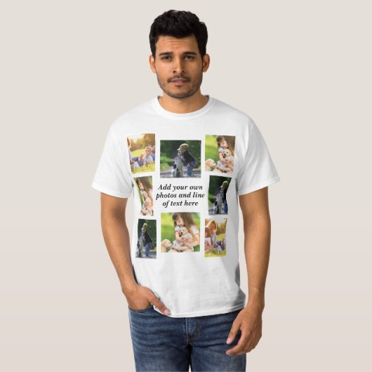 Maak uw eigen fotocollage en tekst t-shirt (Voorkant volledig)