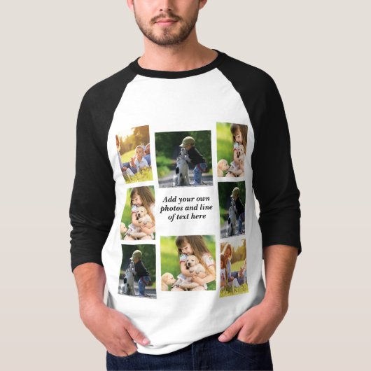 Maak uw eigen fotocollage en tekst t-shirt (Voorkant)
