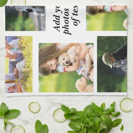 Maak uw eigen fotocollage en tekst theedoek (Gevouwen)