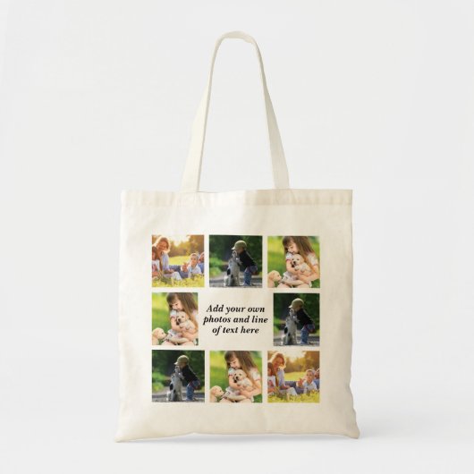 Maak uw eigen fotocollage en tekst tote bag (Voorkant)