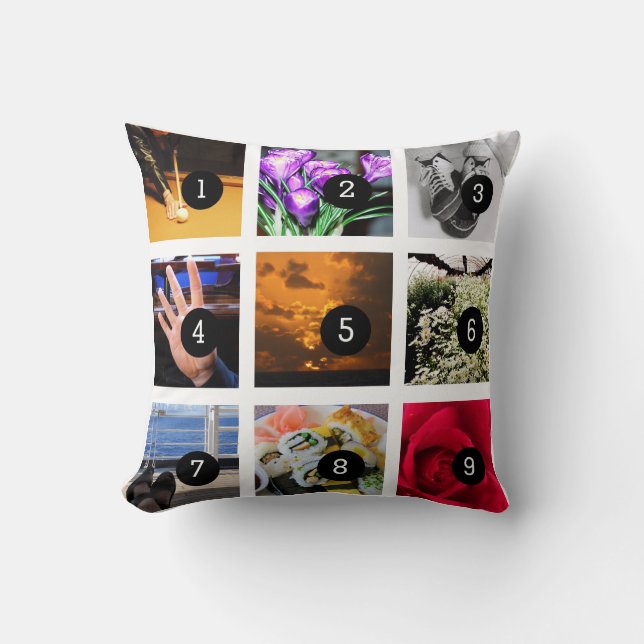 Maak uw eigen fotocollage met 9 afbeeldingen kussen (Voorkant)
