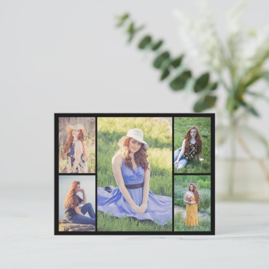 Maak uw eigen fotocollage van 5 foto's briefkaart (Staand voorkant)