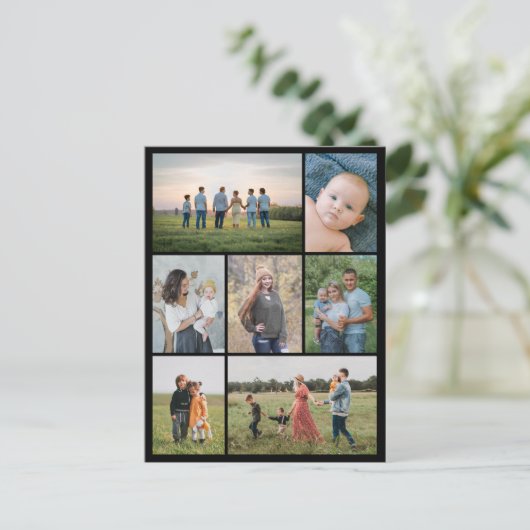 Maak uw eigen fotocollage van 7 foto's briefkaart (Staand voorkant)