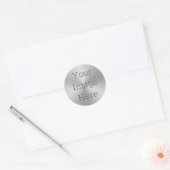 Maak uw eigen geborstelde metallieke zilveren radi ronde sticker (Envelop)