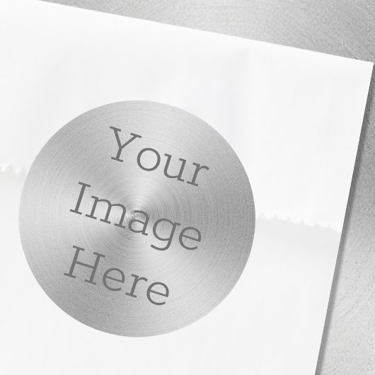 Maak uw eigen geborstelde metallieke zilveren radi ronde sticker