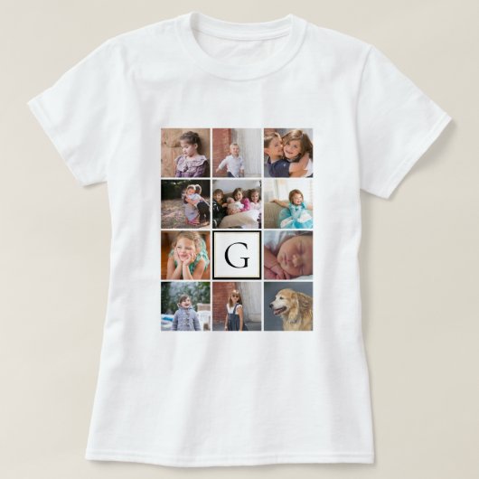 Maak uw eigen gepersonaliseerde fotocollage sjablo t-shirt (Design voorkant)