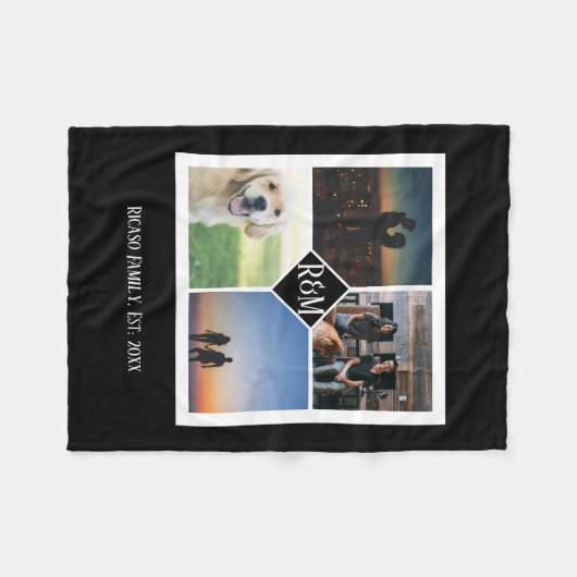 Maak uw eigen gepersonaliseerde Monogram Custom 4 Fleece Deken (Voorkant (Horizontaal))