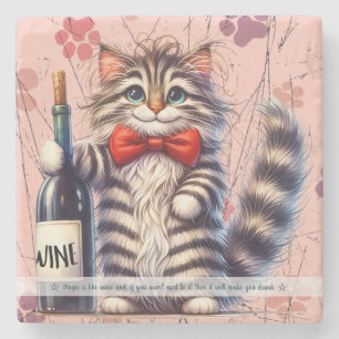 Maak Uw Eigen Grappige Mr Kitty Gestreepte Kat Wij Stenen Onderzetter