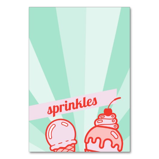 Maak uw eigen Ice Cream Bar Topping Table Tent Kaart (Voorkant)