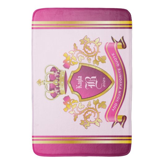 Maak uw eigen jas van wapenroze goudparels badmat (Voorkant Verticaal)