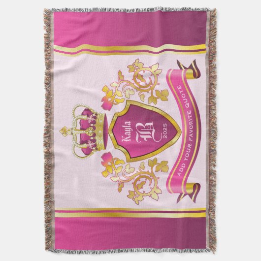 Maak uw eigen jasje Wapens Goud Pearls Roze Deken (Voorkant Verticaal)