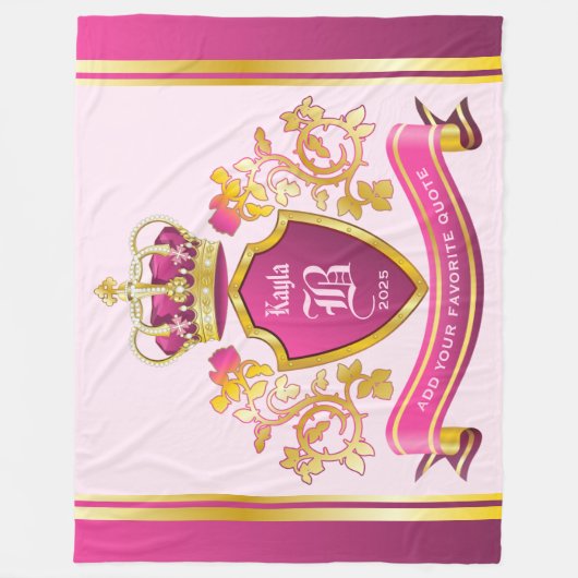Maak uw eigen jasje Wapens Goud Pearls Roze Fleece Deken (Voorkant)
