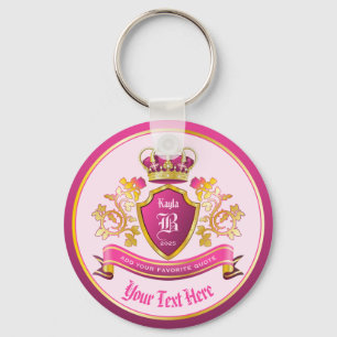 Maak uw eigen jasje Wapens Goud Pearls Roze Sleutelhanger