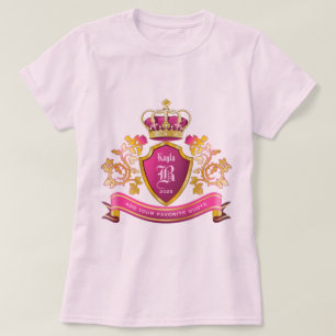 Maak uw eigen jasje Wapens Goud Pearls Roze T-shirt