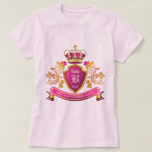Maak uw eigen jasje Wapens Goud Pearls Roze T-shirt (Design voorkant)