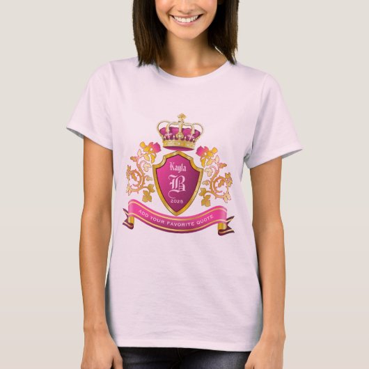 Maak uw eigen jasje Wapens Goud Pearls Roze T-shirt (Voorkant)