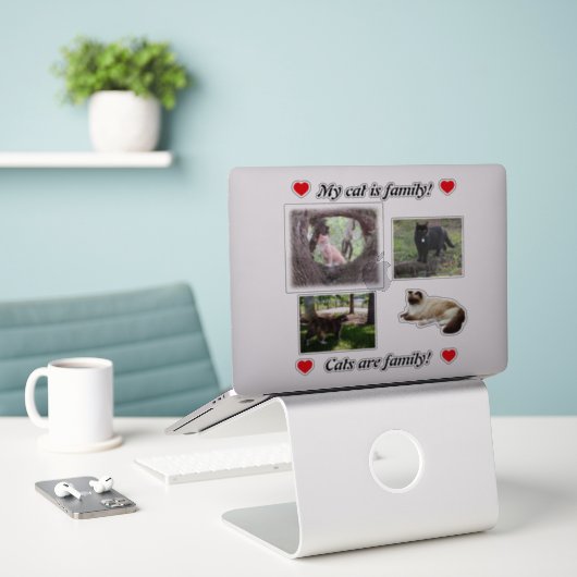 Maak uw eigen kat-Stickers Sjabloon voor kattenbro Sticker (Laptop op bureau)