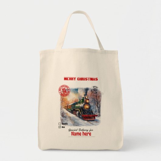 Maak Uw Eigen Kersttrein Cadeautas Tote Bag (Voorkant)