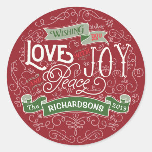 Maak uw eigen kersttypografie, aangepaste banner ronde sticker