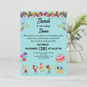 Maak uw eigen kleurrijke verjaardagsfeest uitnodig kaart (Staand voorkant)