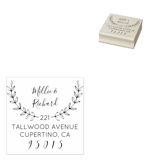 Maak uw eigen krans & scriptnamen Retouradres Rubberstempel (Gestempeld)