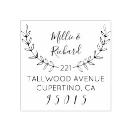 Maak uw eigen krans & scriptnamen Retouradres Rubberstempel