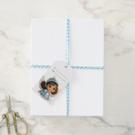 Maak Uw Eigen Latin Engel Blauwe Kerstmis Cadeaulabel