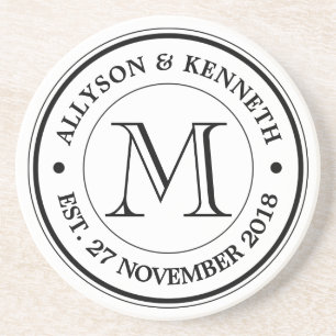 Maak uw eigen Logo Typografische Monogram Zandsteen Onderzetter