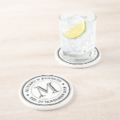 Maak uw eigen Logo Typografische Monogram Zandsteen Onderzetter (Zijkant)