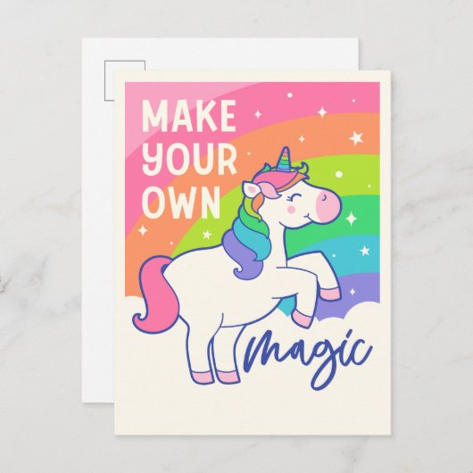 Maak uw eigen Magie | Cute Unicorn Briefkaart (Voorkant / Achterkant)