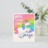 Maak uw eigen Magie | Cute Unicorn Briefkaart (Staand voorkant)