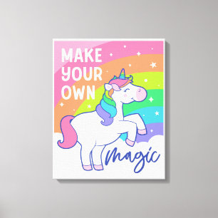 Maak uw eigen Magie   Cute Unicorn Canvas Afdruk