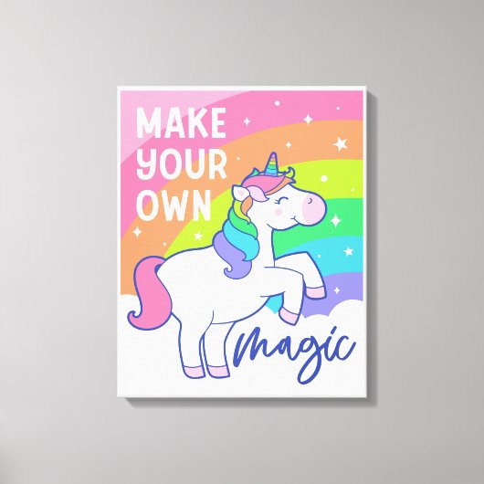 Maak uw eigen Magie | Cute Unicorn Canvas Afdruk (Voorkant)