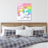 Maak uw eigen Magie | Cute Unicorn Canvas Afdruk (Insitu (Slaapkamer))