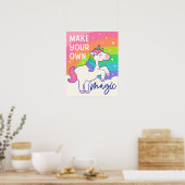 Maak uw eigen Magie | Cute Unicorn Poster (Keuken)