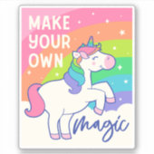 Maak uw eigen Magie | Cute Unicorn Sticker (Voorkant)