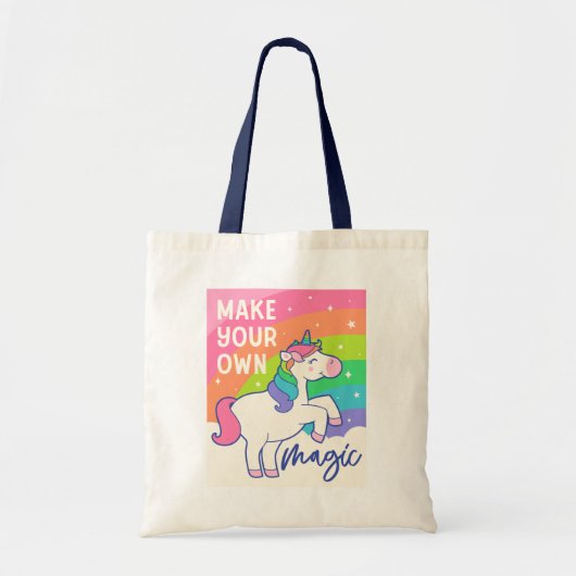Maak uw eigen Magie | Cute Unicorn Tote Bag (Voorkant)