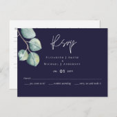 Maak uw eigen marinewit Eucalyptus RSVP Briefkaart (Voorkant / Achterkant)