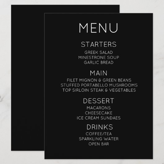 Maak Uw Eigen Menu (Voorkant / Achterkant)