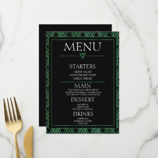 Maak uw eigen - Minimalistische Zwarte Art Deco Menu