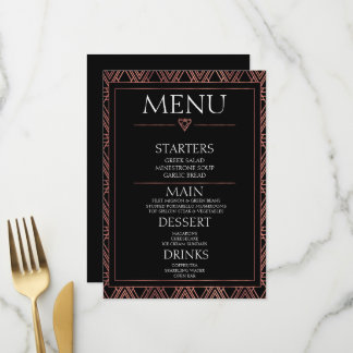 Maak uw eigen - Minimalistische Zwarte Art Deco Menu